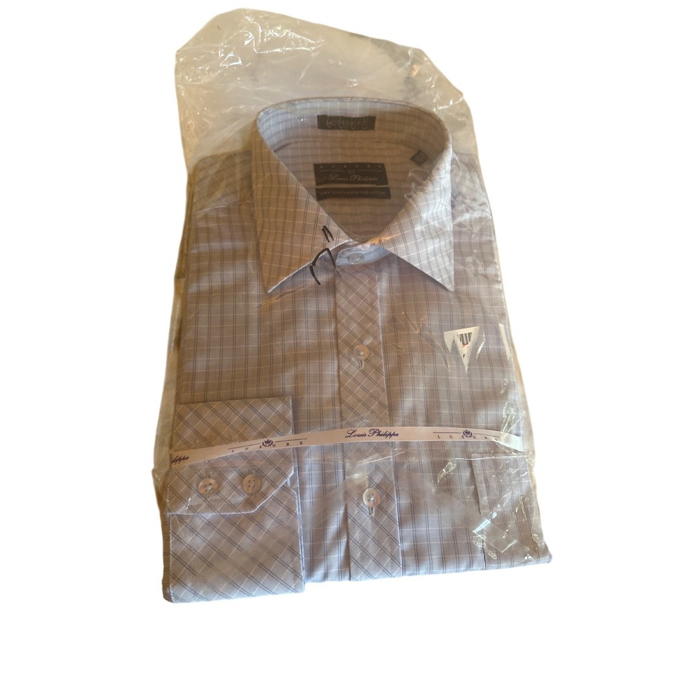 Louis Philippe Luxure Mens Modern‎ Fit Dress Shirt 43 Superfine Cotton